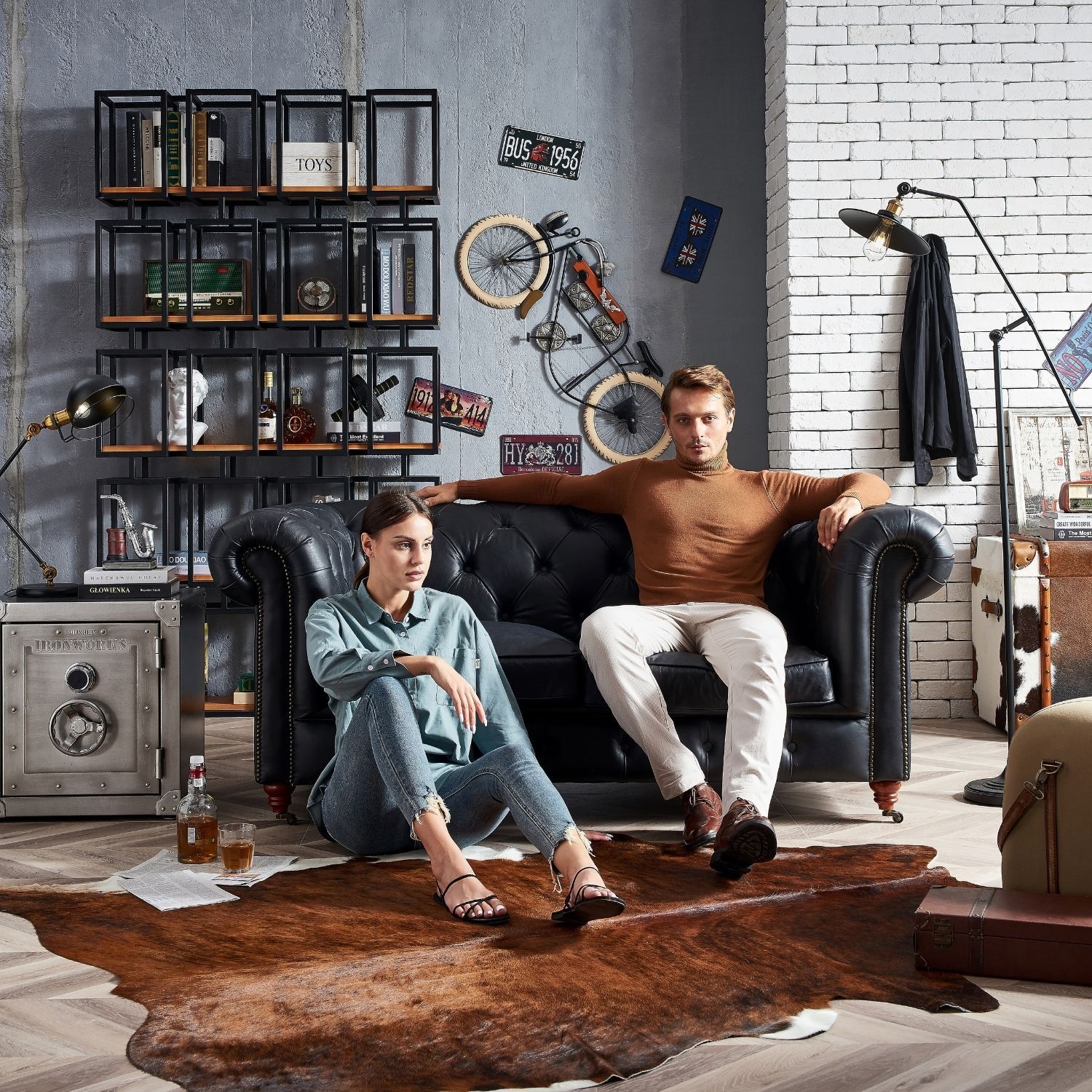 Duarte Sofa Sofa Foundry Vintage Black Love Seat