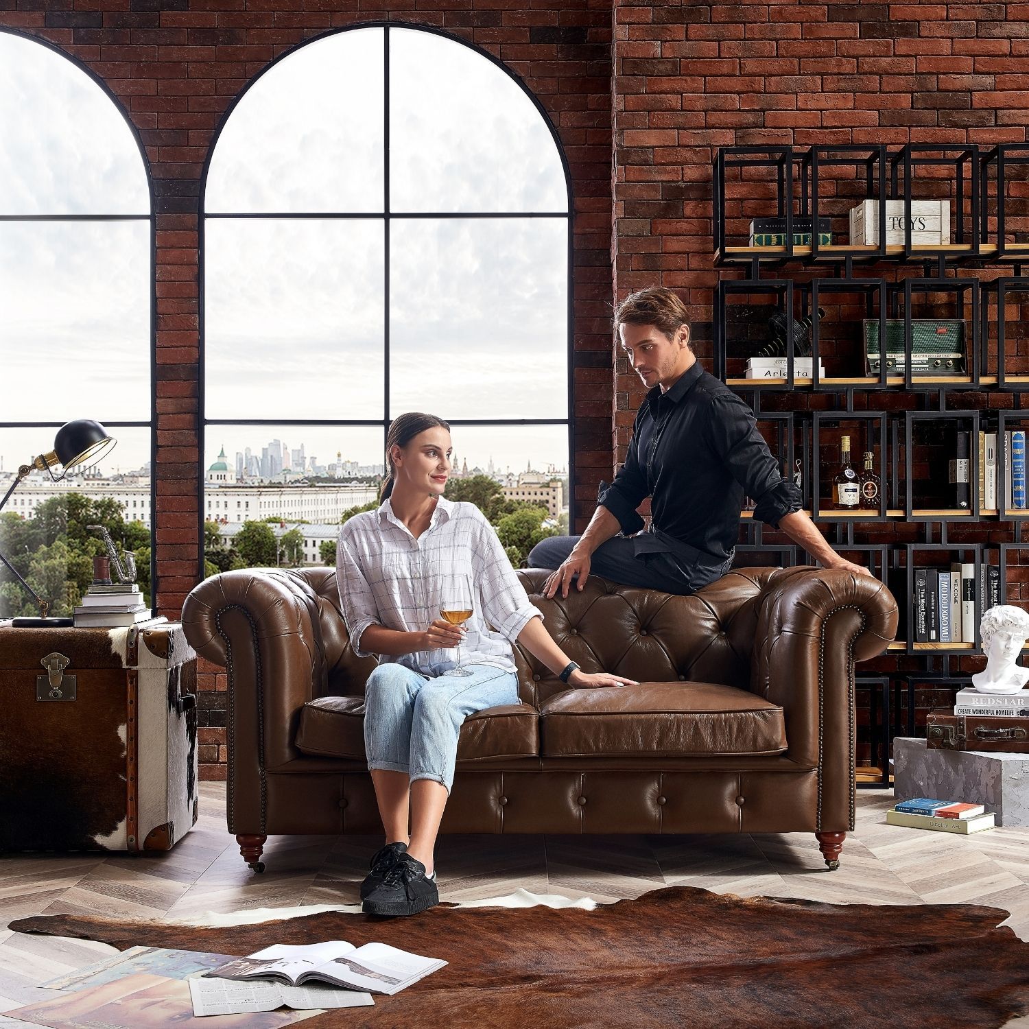 Duarte Sofa Sofa Foundry Vintage Brown Love Seat