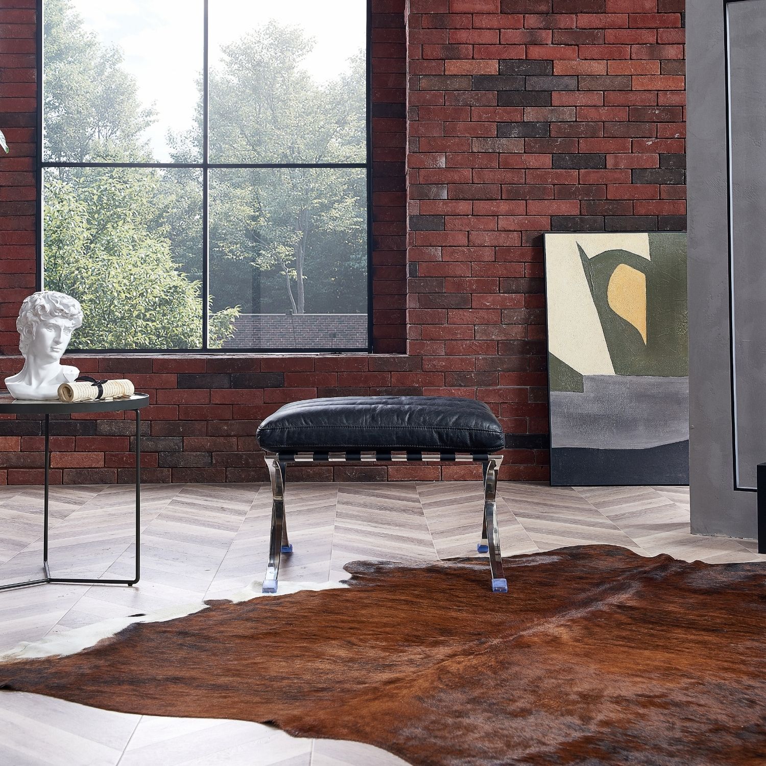 Elms Ottoman Ottoman Foundry Vintage Black