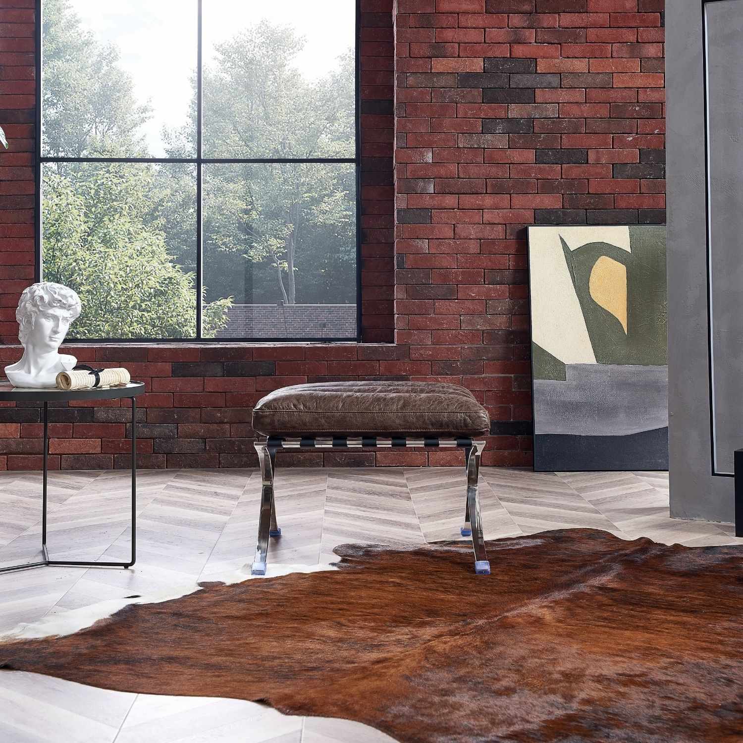 Elms Ottoman Ottoman Foundry Vintage Dark Brown