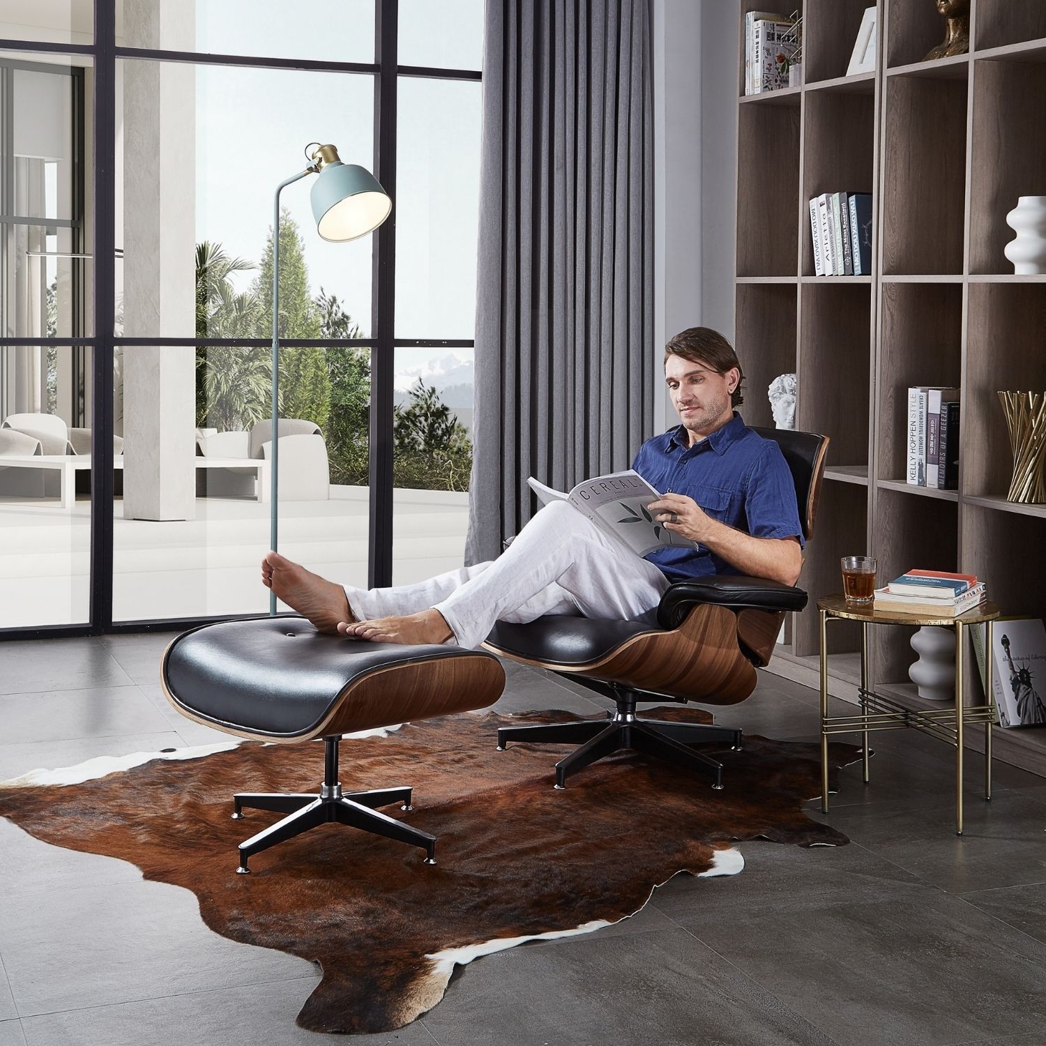 Hadley Chair with Ottoman Accent Chair Foundry Black