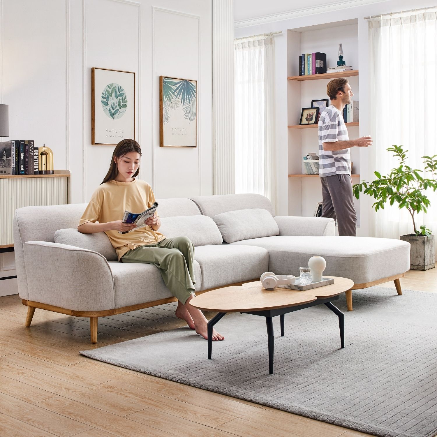 Solid Wood Sectional Sofa Valyou Furniture