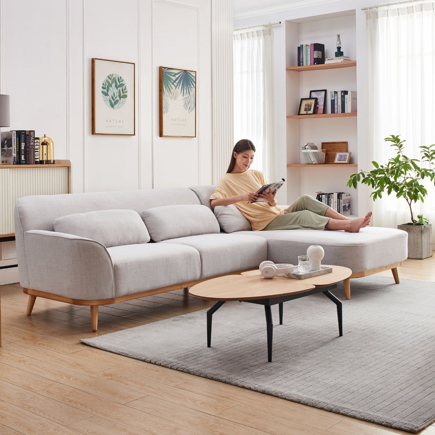 Solid Wood Sectional Sofa Valyou Furniture