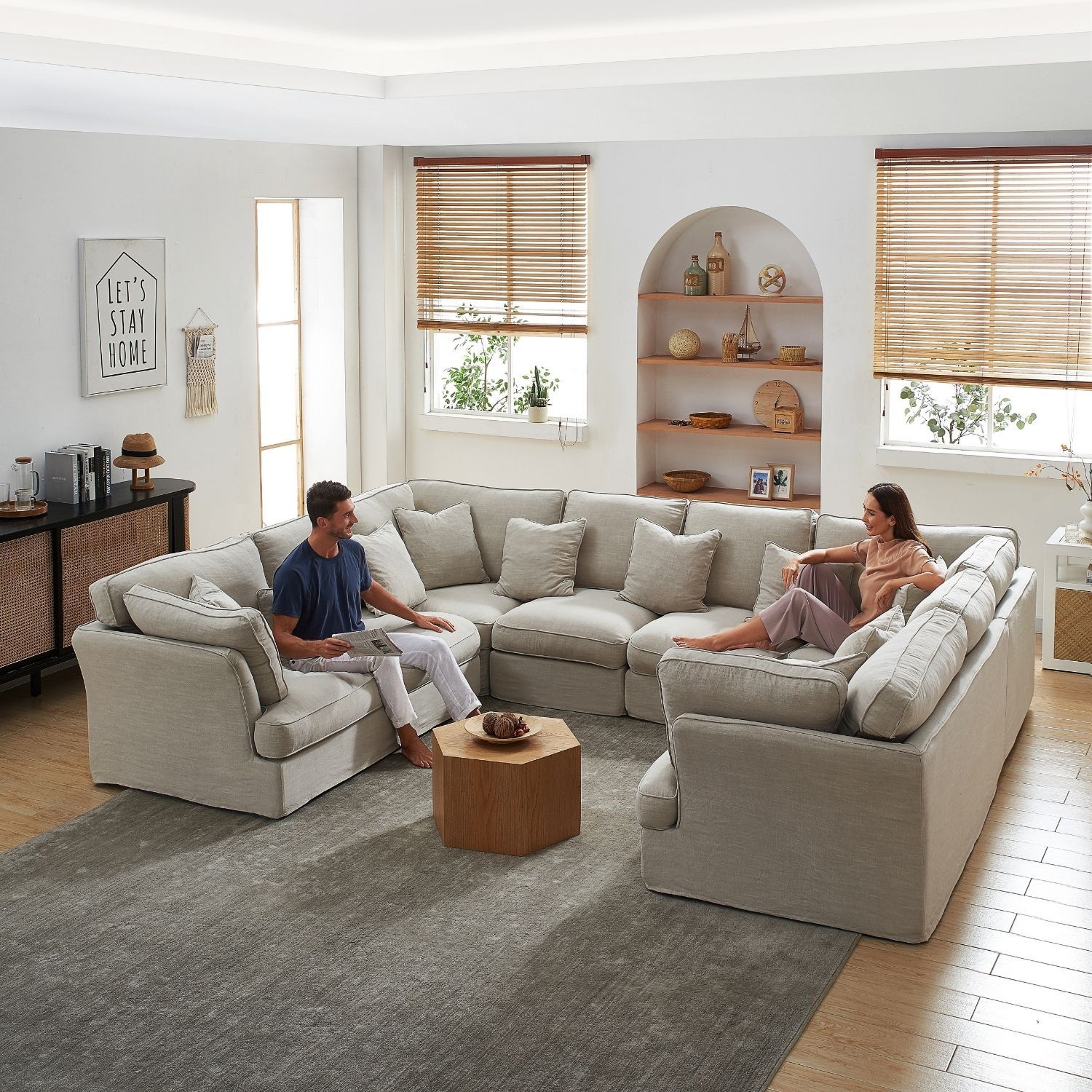 Chubby U Sectional Sofa Lemons & Me Sand Linen