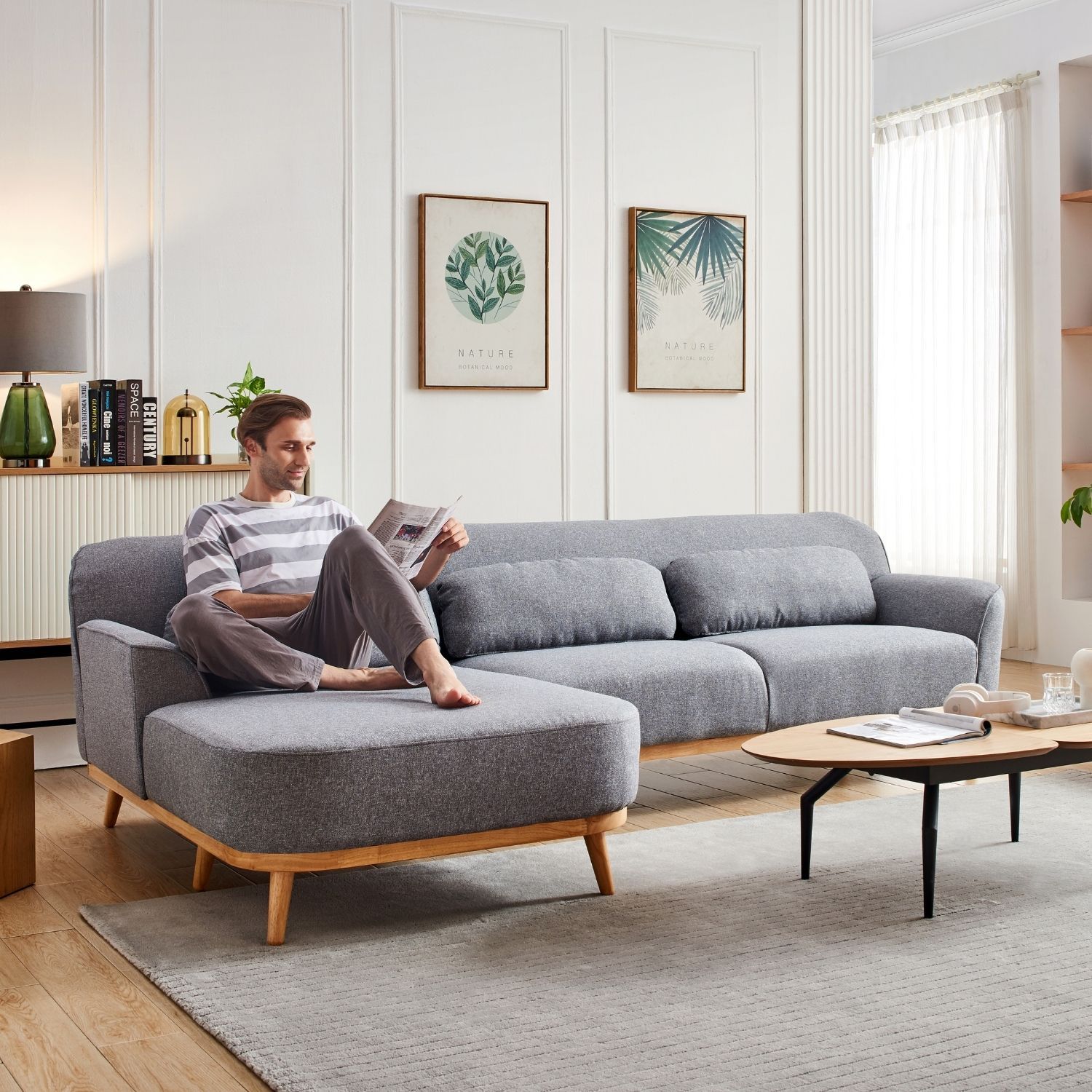 Solid Wood Sectional Sofa Valyou Furniture